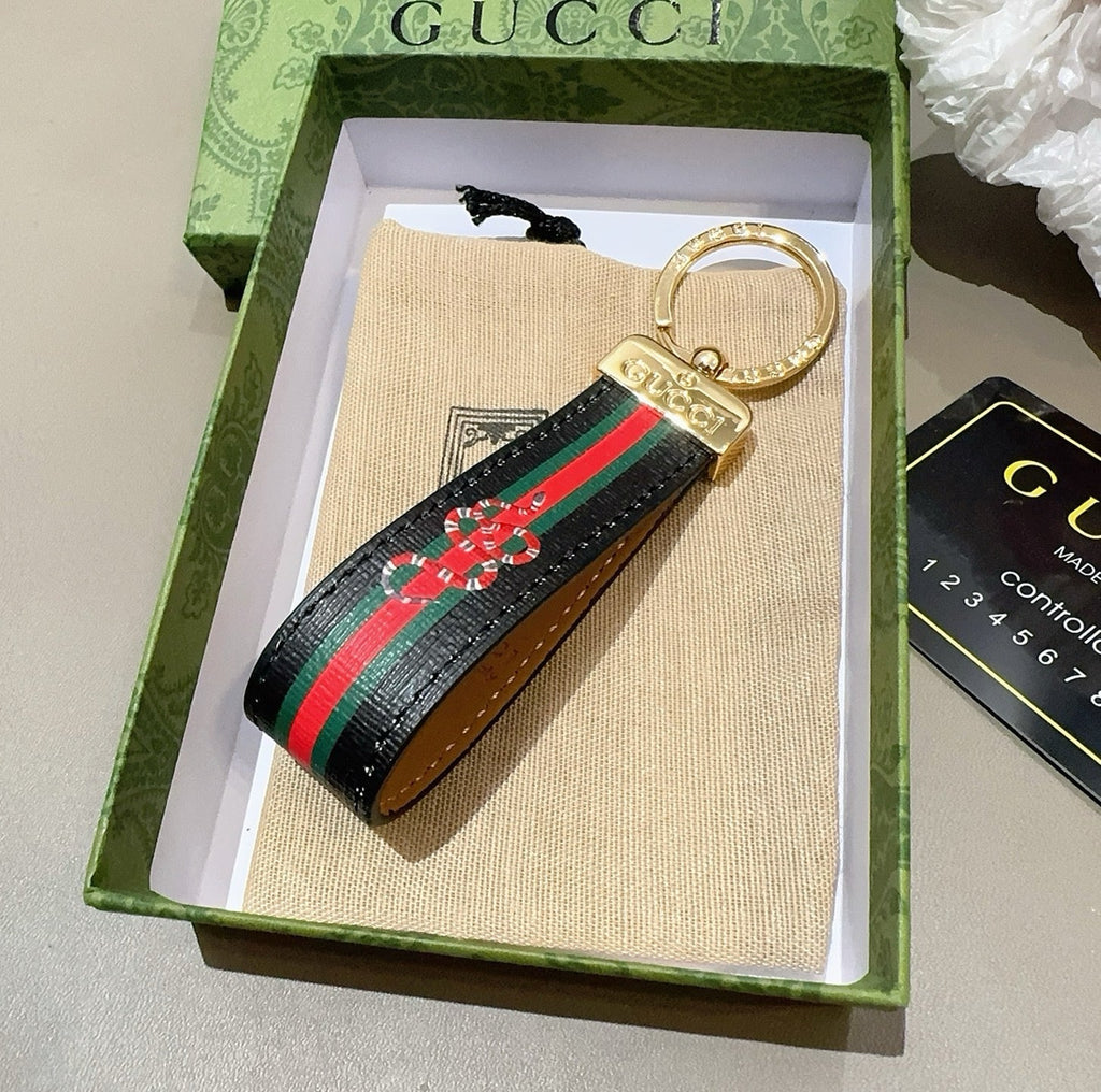 GUCCI Canvas Metal Bag Charm Keychain