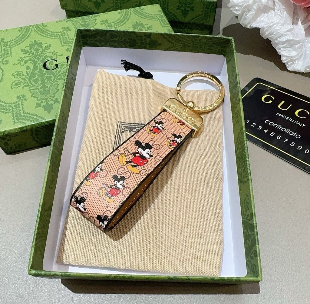 GUCCI Canvas Metal Bag Charm Keychain