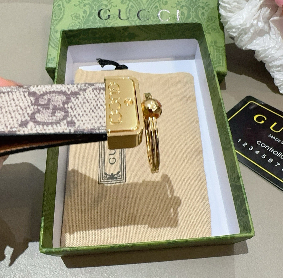 GUCCI Canvas Metal Bag Charm Keychain
