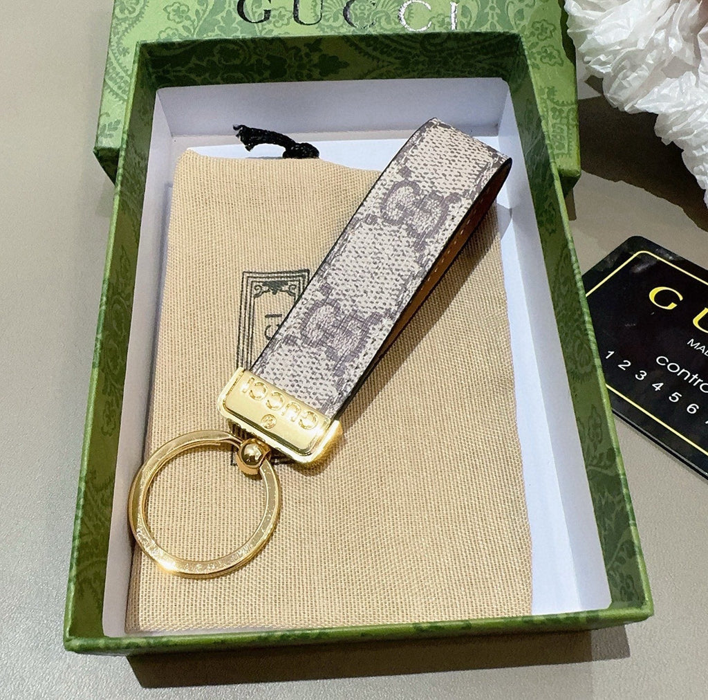 GUCCI Canvas Metal Bag Charm Keychain