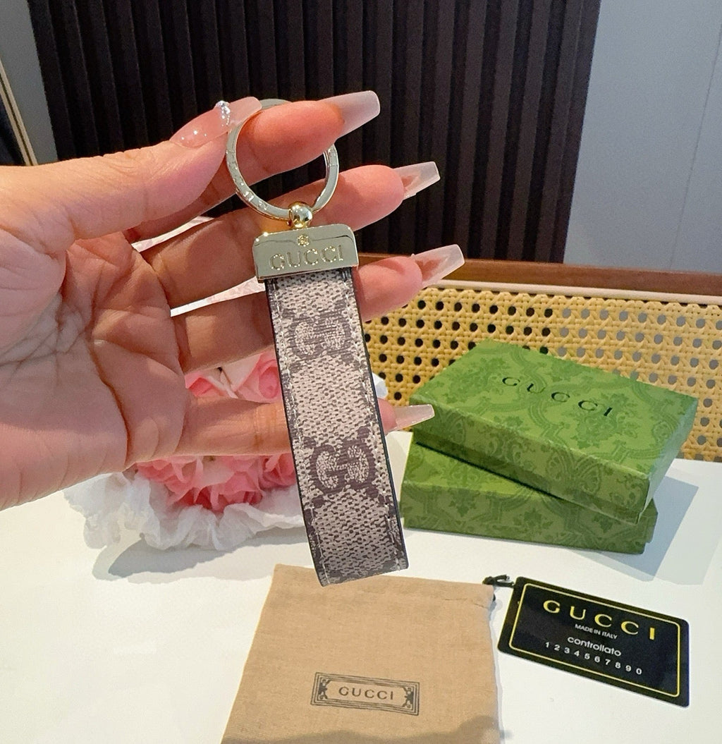 GUCCI Canvas Metal Bag Charm Keychain