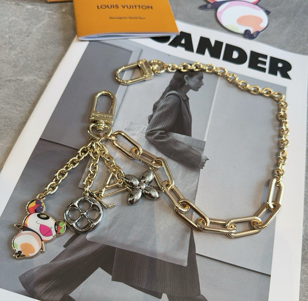 LOUIS VUITTON Canvas Metal Bag Charm Keychain