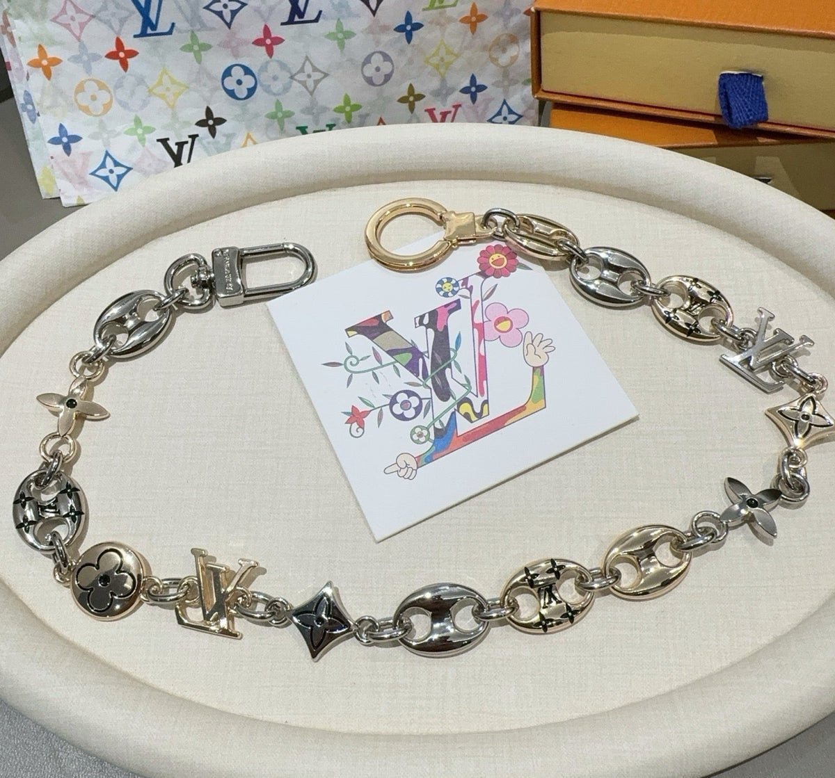 LOUIS VUITTON Metal Bag Charm Keychain