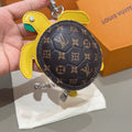 LOUIS VUITTON Leather Canvas Bag Charm Keychain