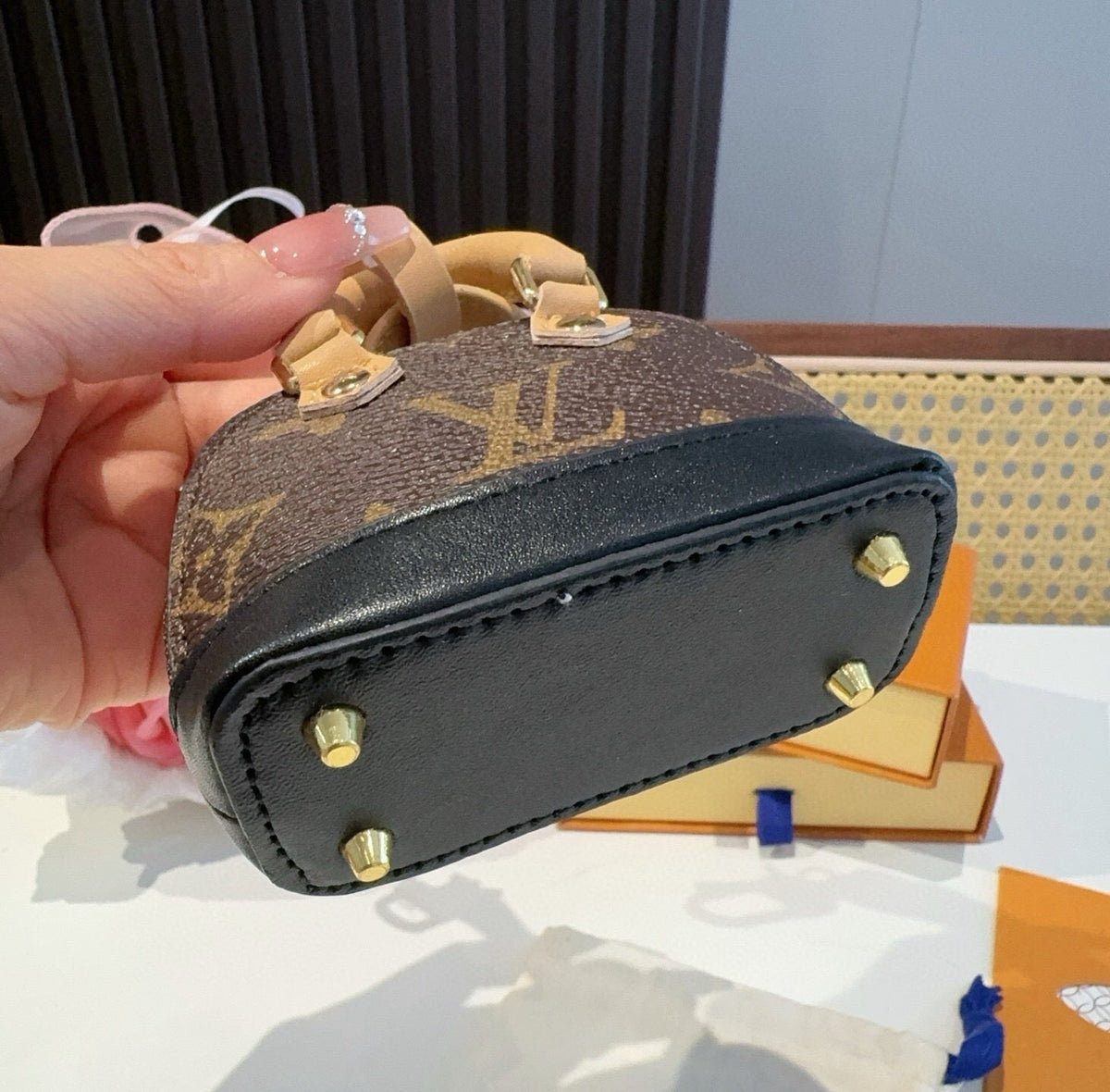 LOUIS VUITTON Canvas Metal Mini Bag Bag Charm