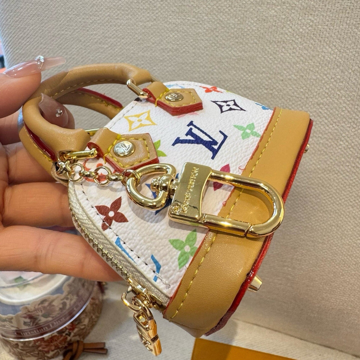 LOUIS VUITTON Canvas Metal Mini Bag Bag Charm