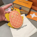 LOUIS VUITTON Leather Canvas Bag Charm Keychain