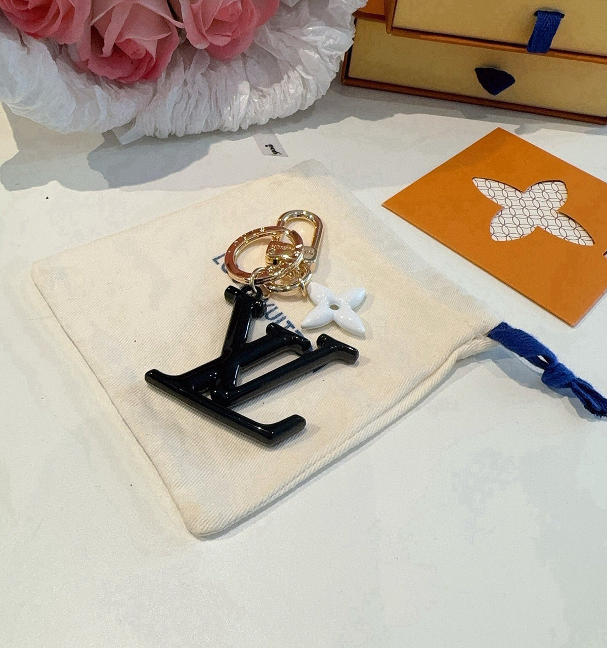 LOUIS VUITTON M02468 Brass Flower Bag Charm Keychain