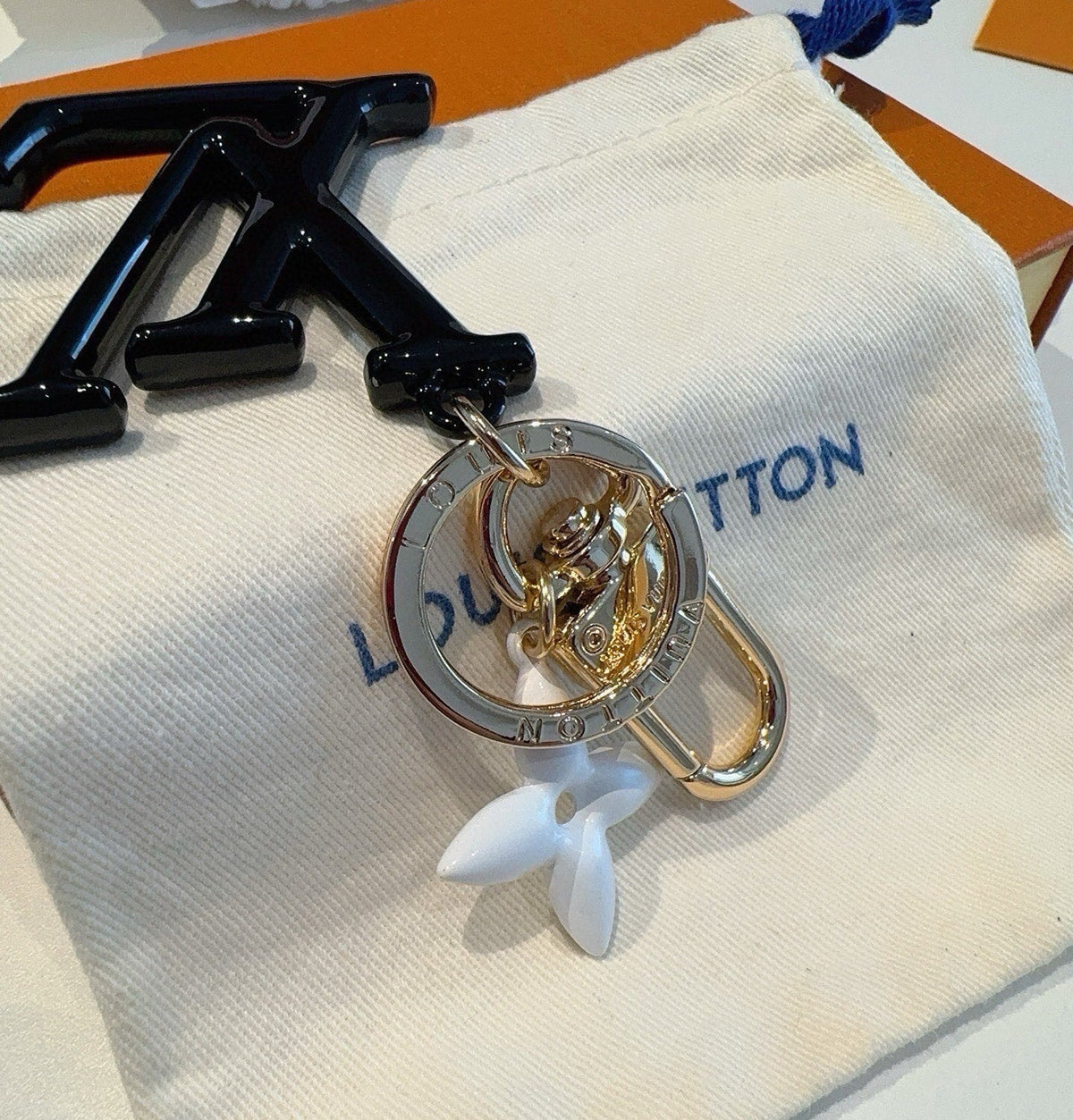 LOUIS VUITTON M02468 Brass Flower Bag Charm Keychain