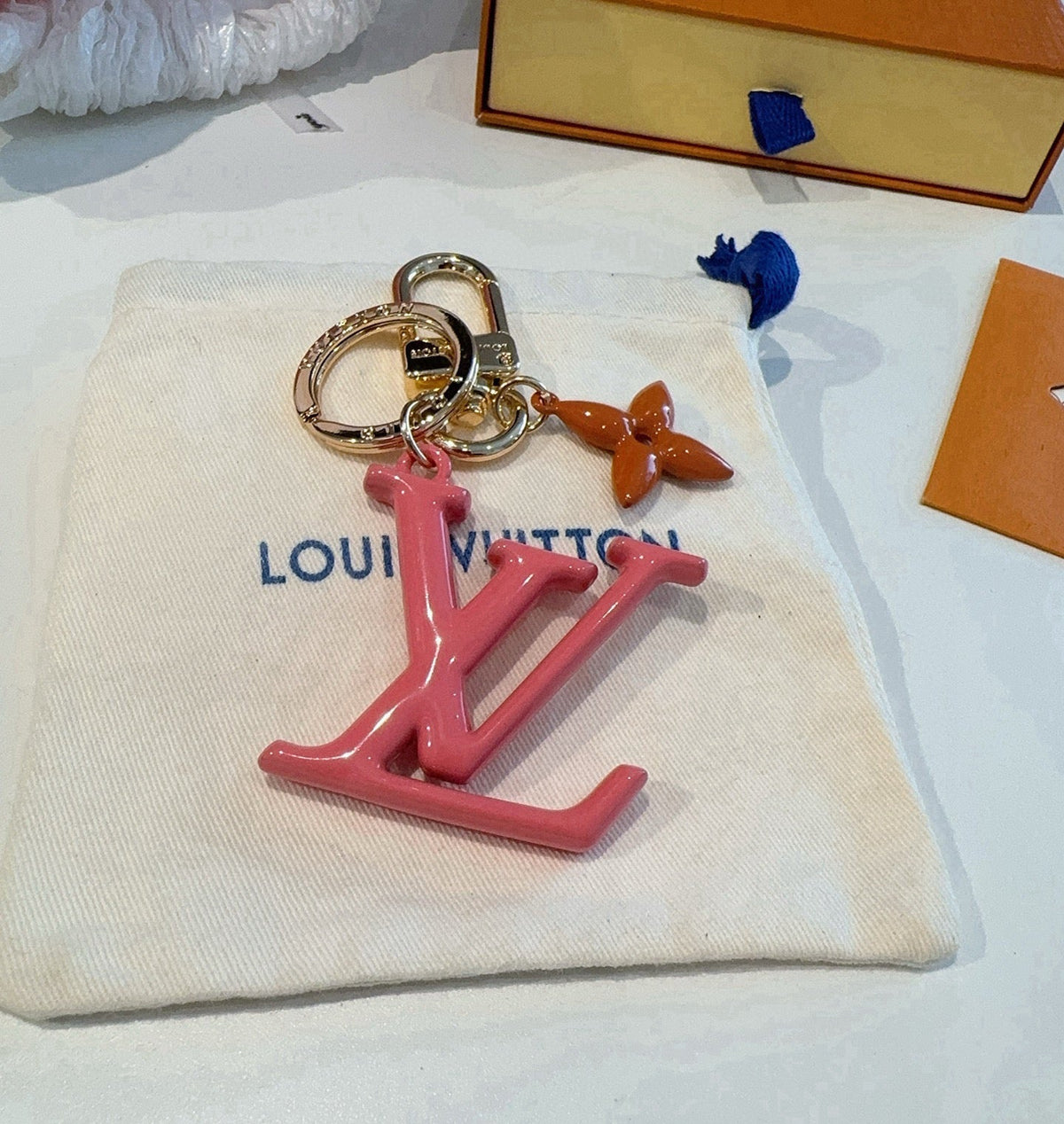 LOUIS VUITTON M02468 Brass Flower Bag Charm Keychain