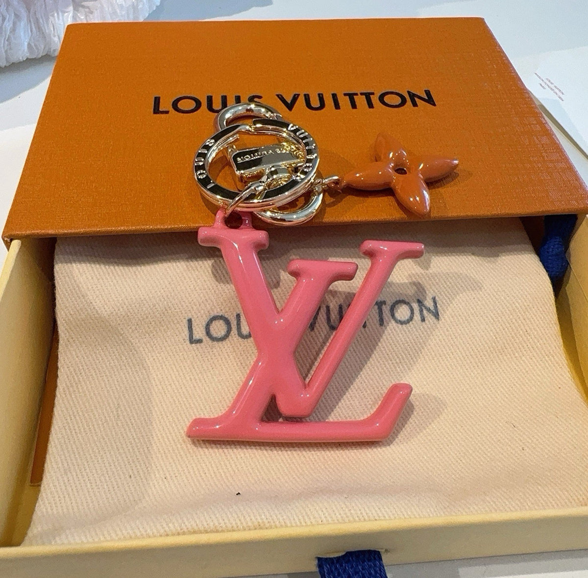 LOUIS VUITTON M02468 Brass Flower Bag Charm Keychain