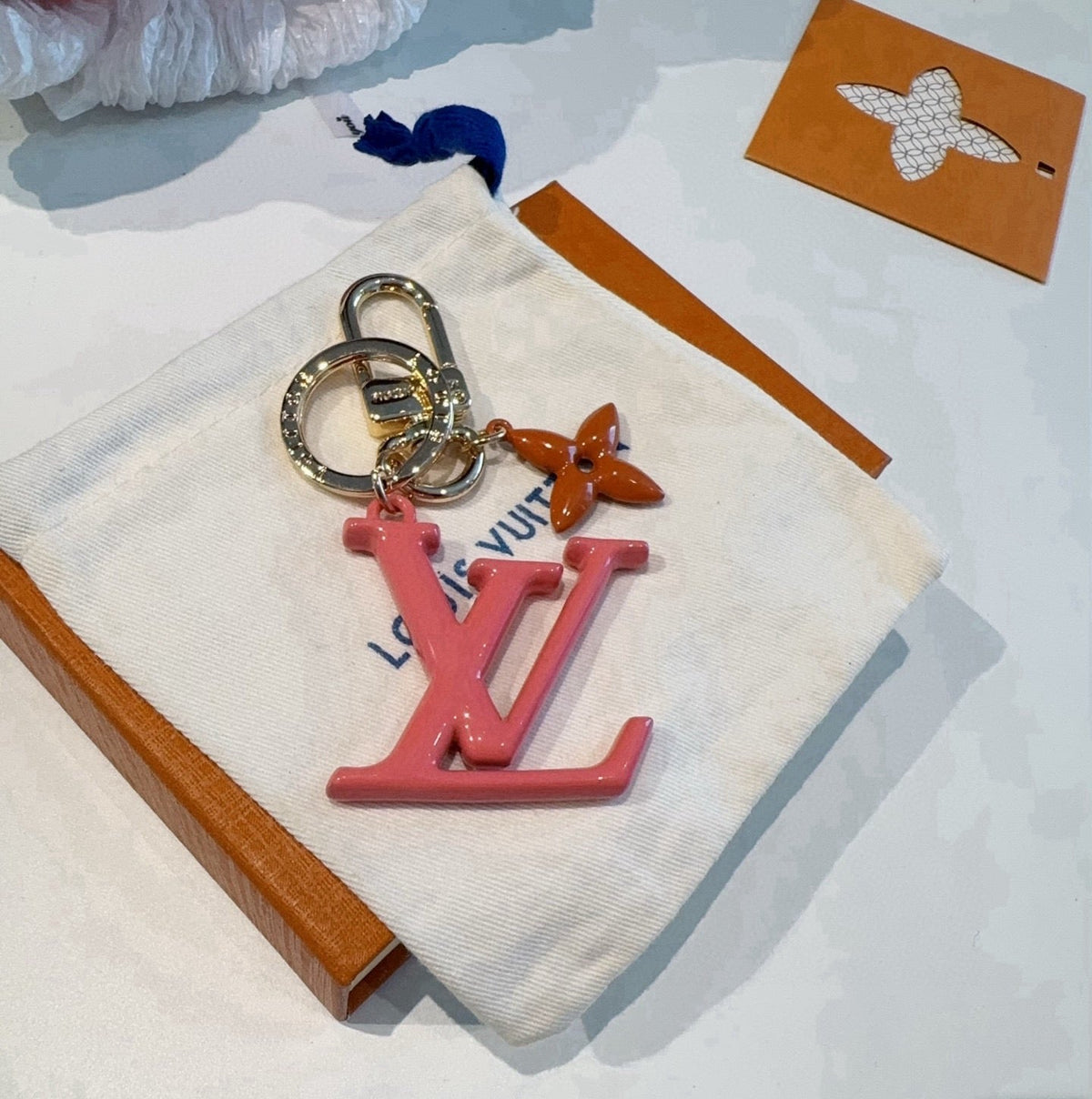 LOUIS VUITTON M02468 Brass Flower Bag Charm Keychain