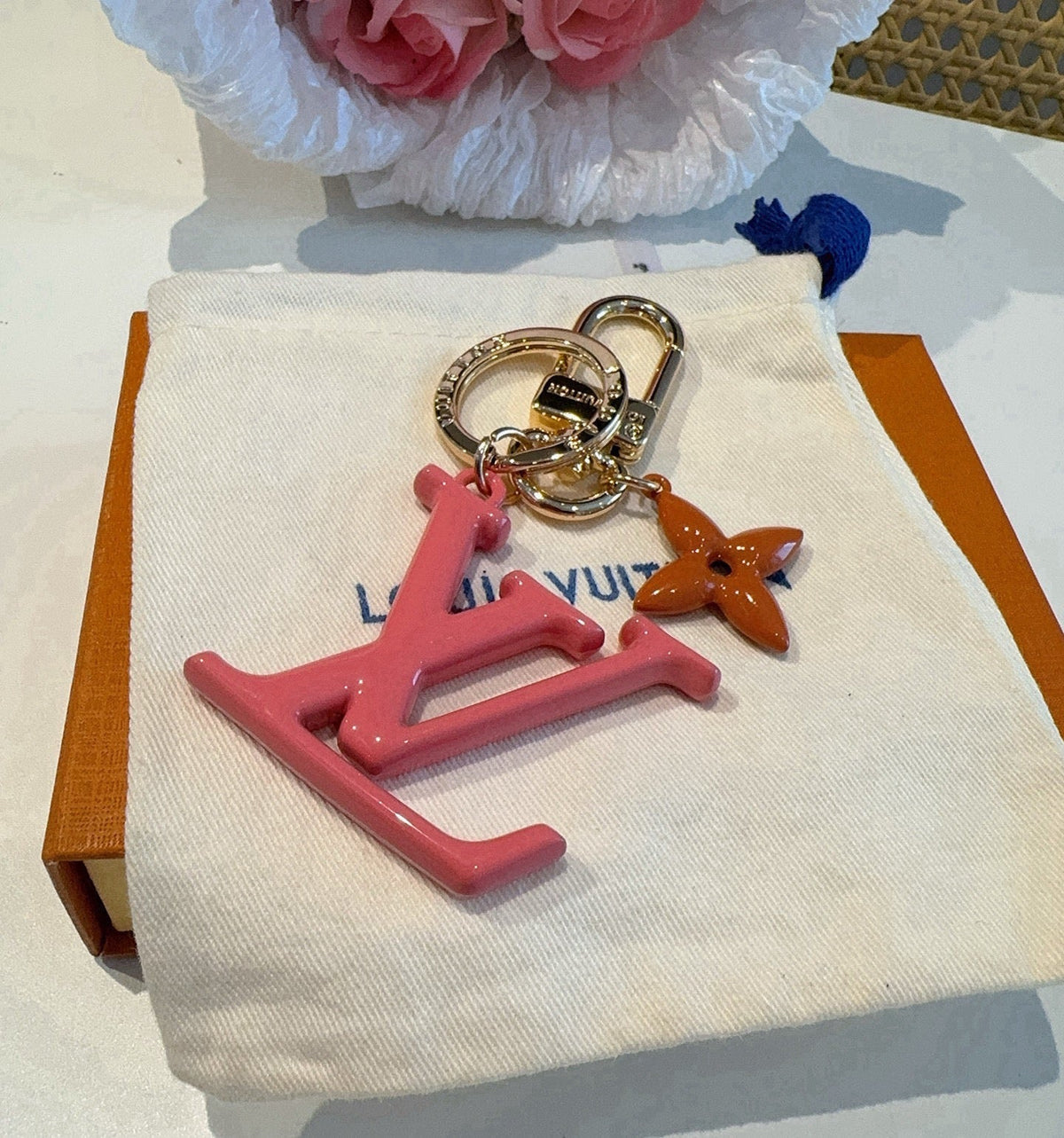 LOUIS VUITTON M02468 Brass Flower Bag Charm Keychain