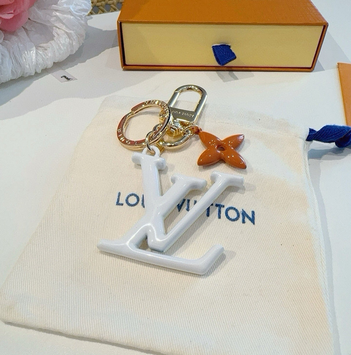 LOUIS VUITTON M02468 Brass Flower Bag Charm Keychain