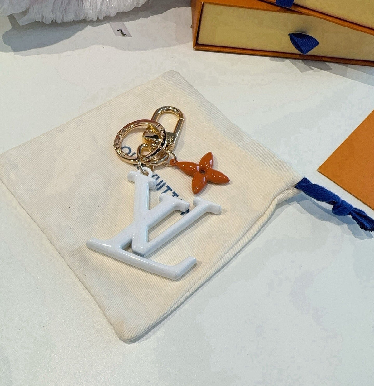 LOUIS VUITTON M02468 Brass Flower Bag Charm Keychain