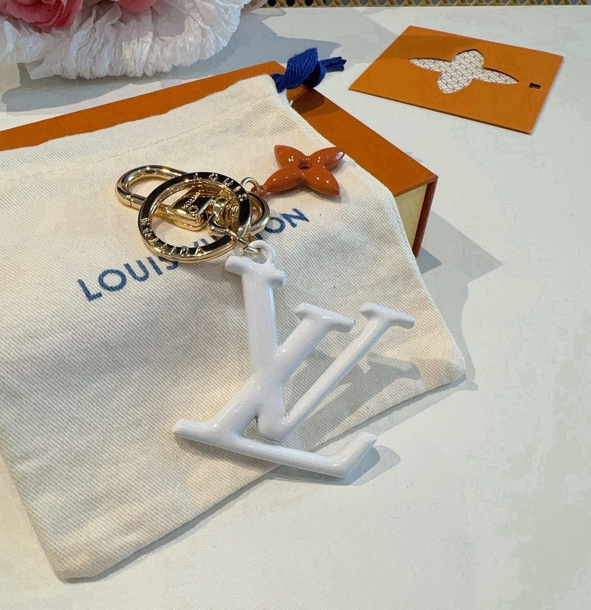 LOUIS VUITTON M02468 Brass Flower Bag Charm Keychain