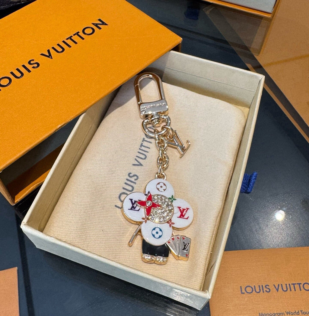 LOUIS VUITTON Canvas Flower Bag Charm Keychain
