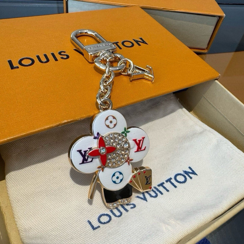 LOUIS VUITTON Canvas Flower Bag Charm Keychain