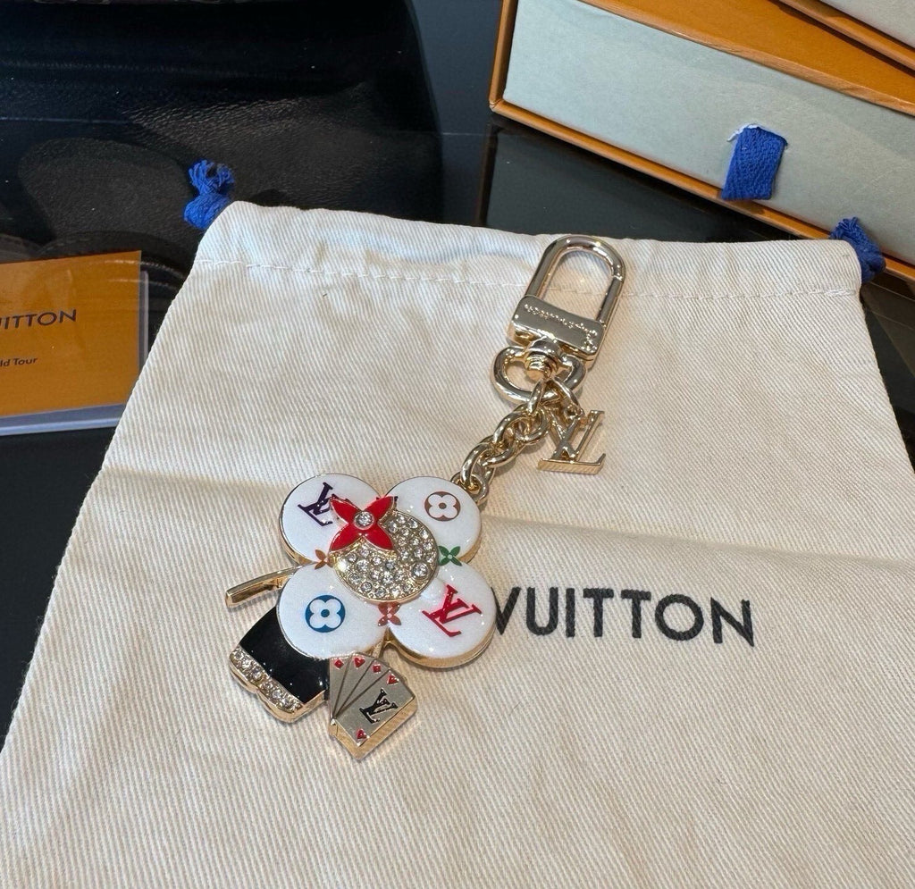 LOUIS VUITTON Canvas Flower Bag Charm Keychain
