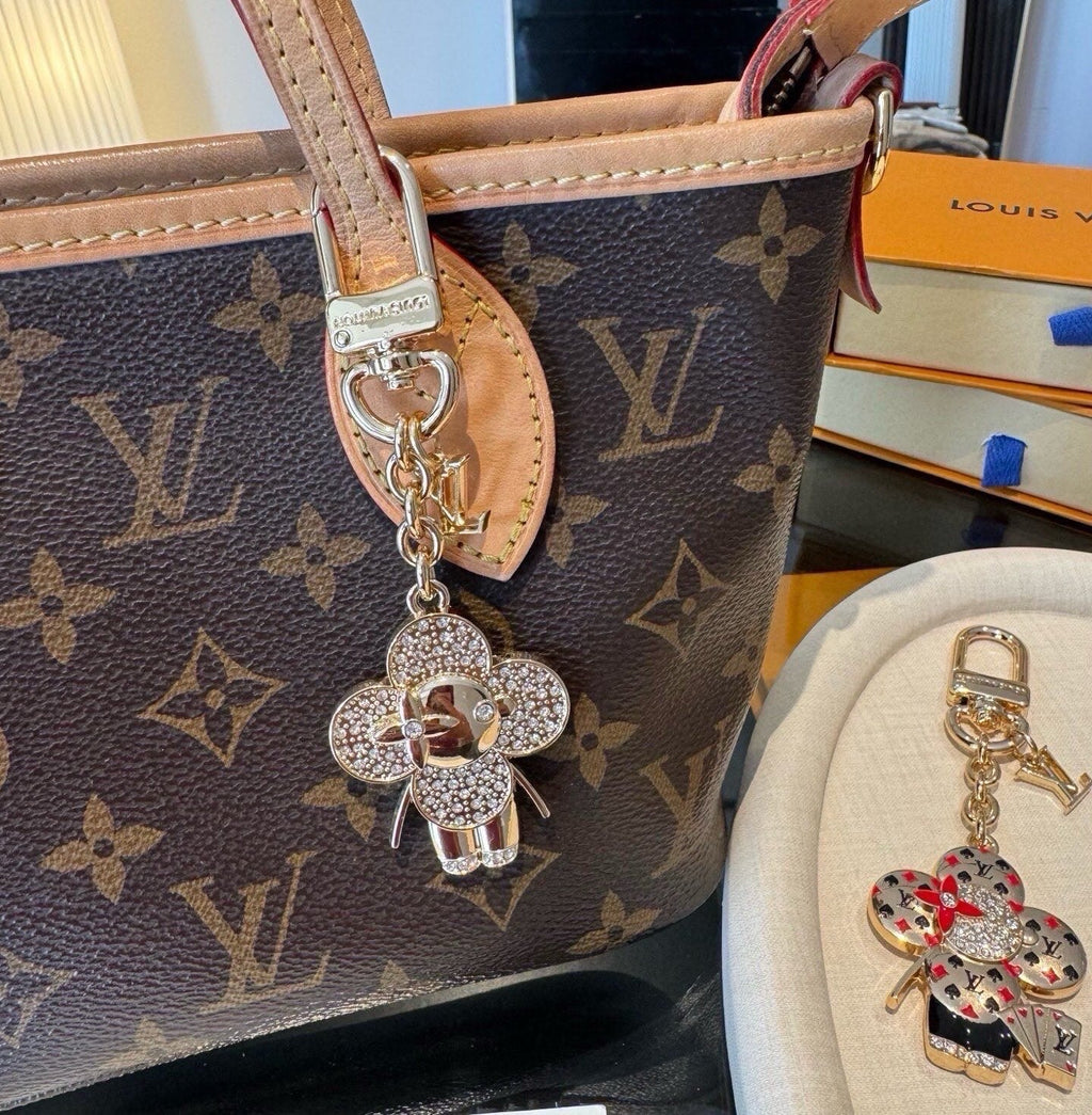 LOUIS VUITTON Canvas Flower Bag Charm Keychain