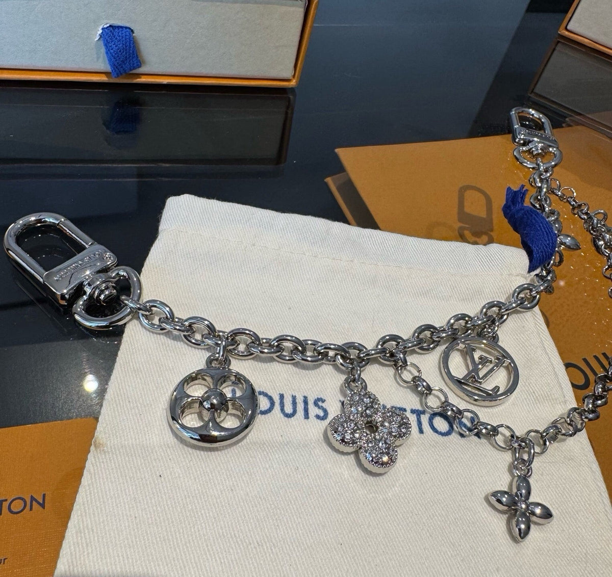 LOUIS VUITTON Metal Bag Charm Keychain
