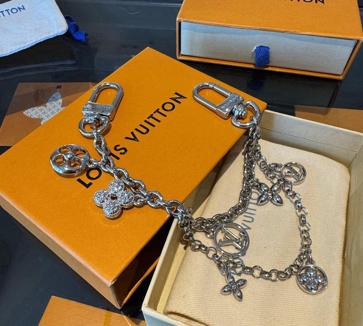LOUIS VUITTON Metal Bag Charm Keychain