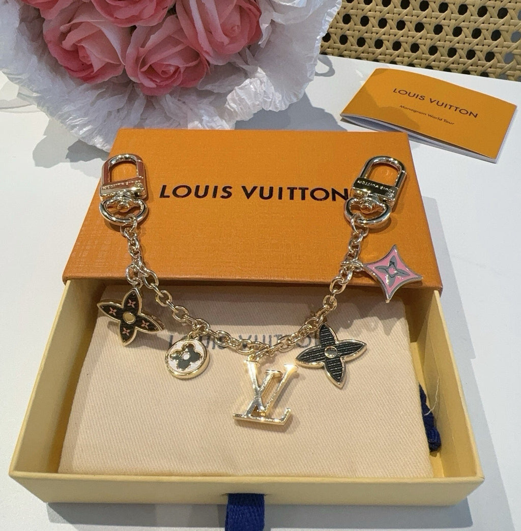 LOUIS VUITTON Canvas Flower Bag Charm Keychain