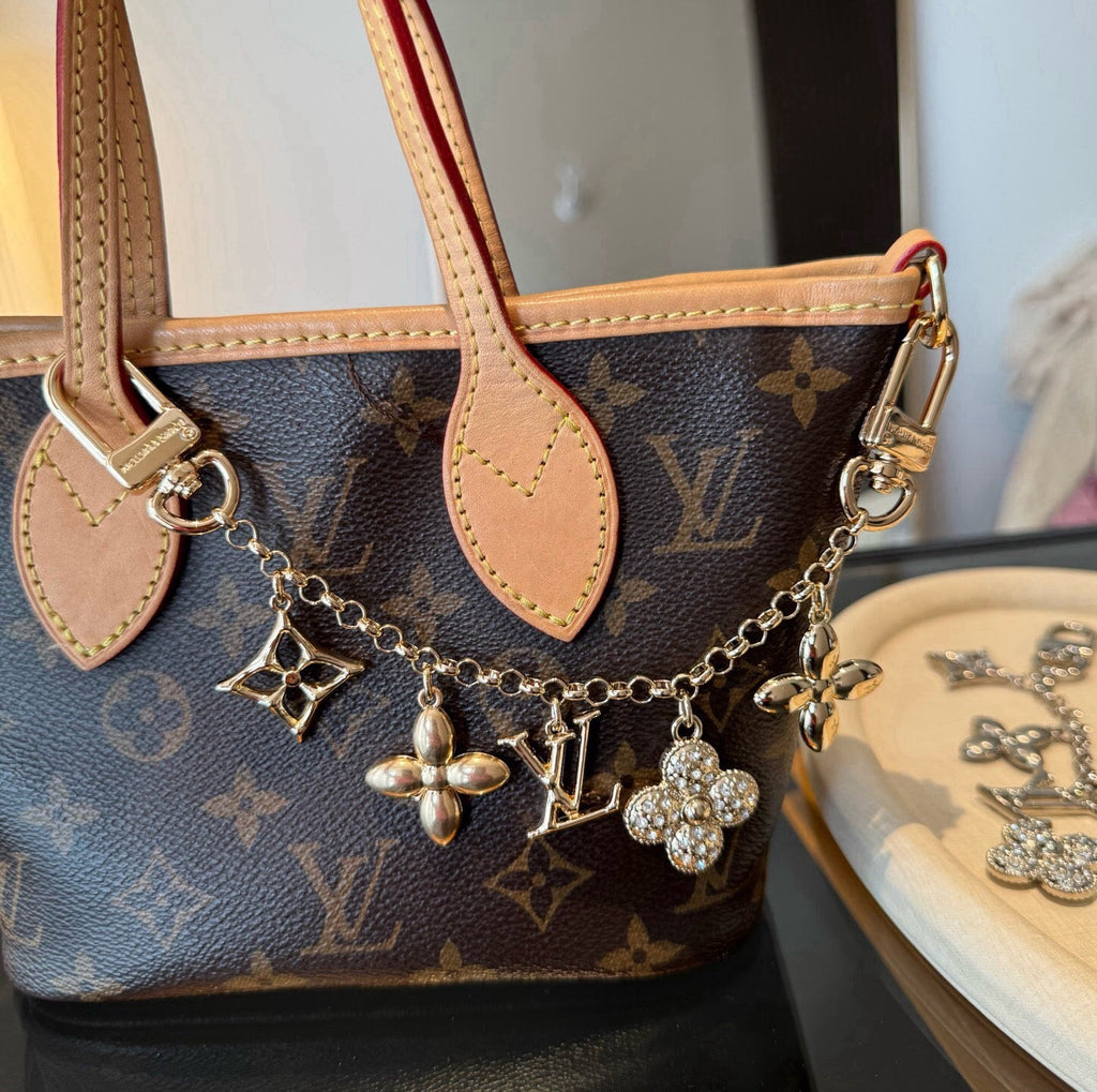 LOUIS VUITTON Canvas Flower Bag Charm Keychain