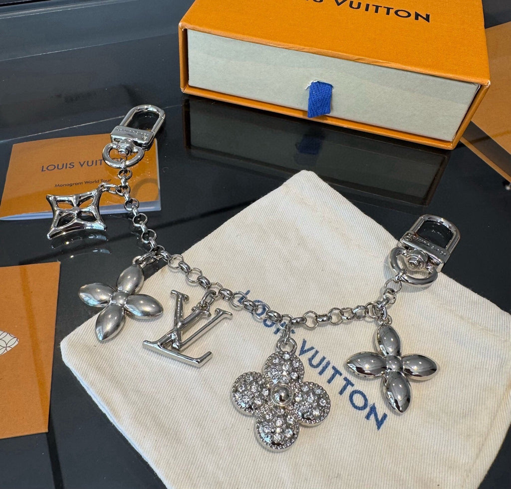 LOUIS VUITTON Canvas Flower Bag Charm Keychain