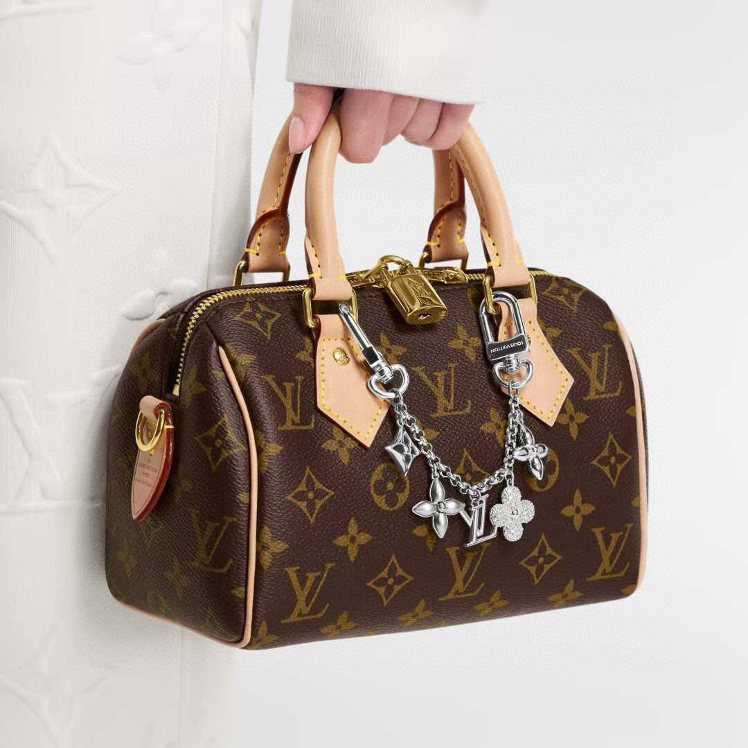 LOUIS VUITTON Canvas Flower Bag Charm Keychain