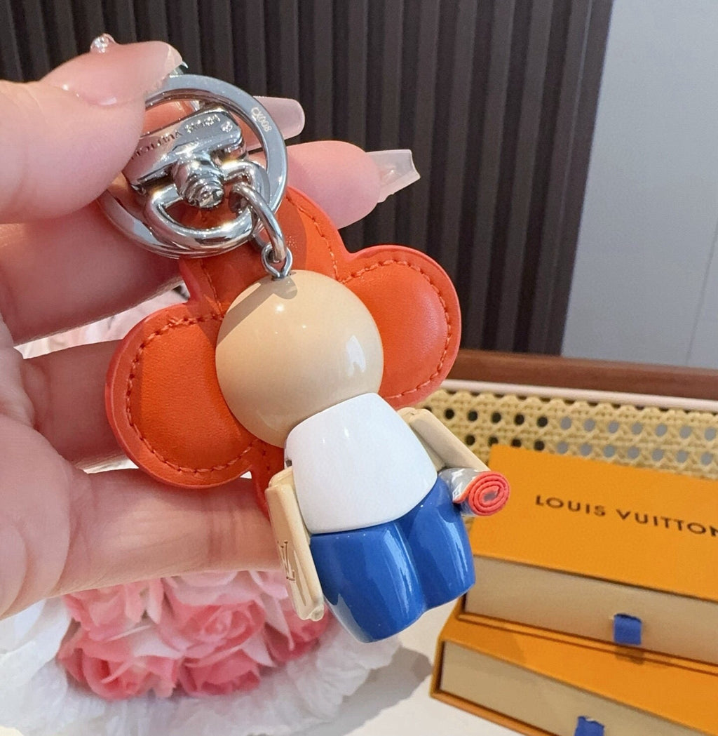 LOUIS VUITTON Metal Logo Bag Charm Keychain