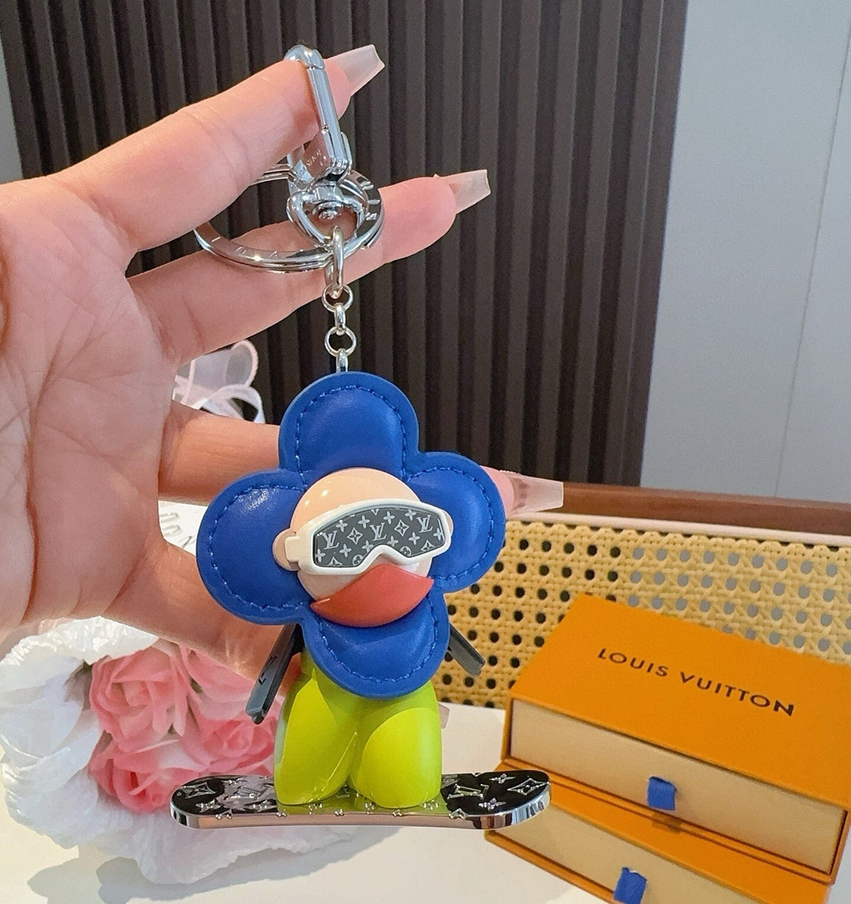 LOUIS VUITTON Metal Logo Bag Charm Keychain