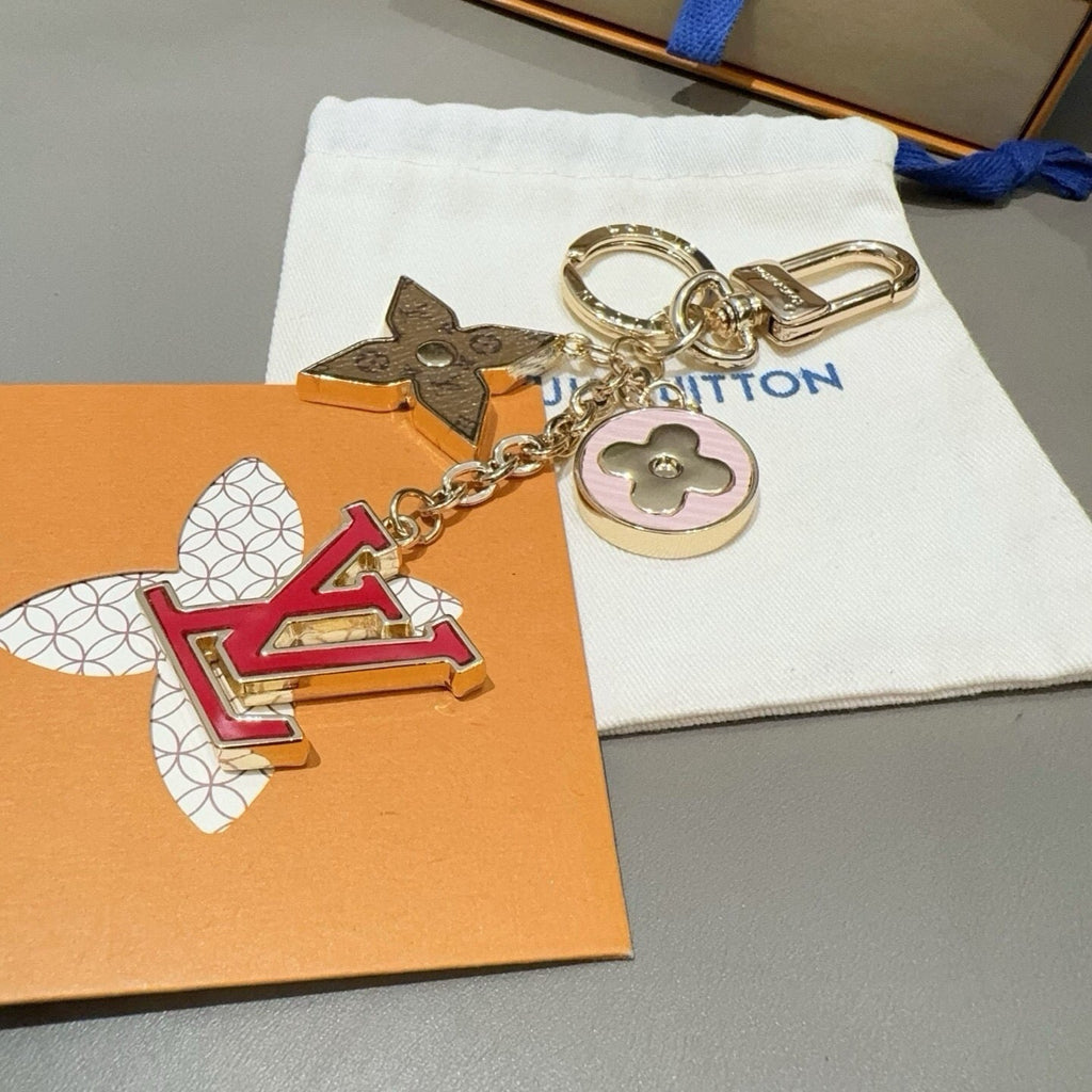 LOUIS VUITTON Canvas Flower Bag Charm Keychain