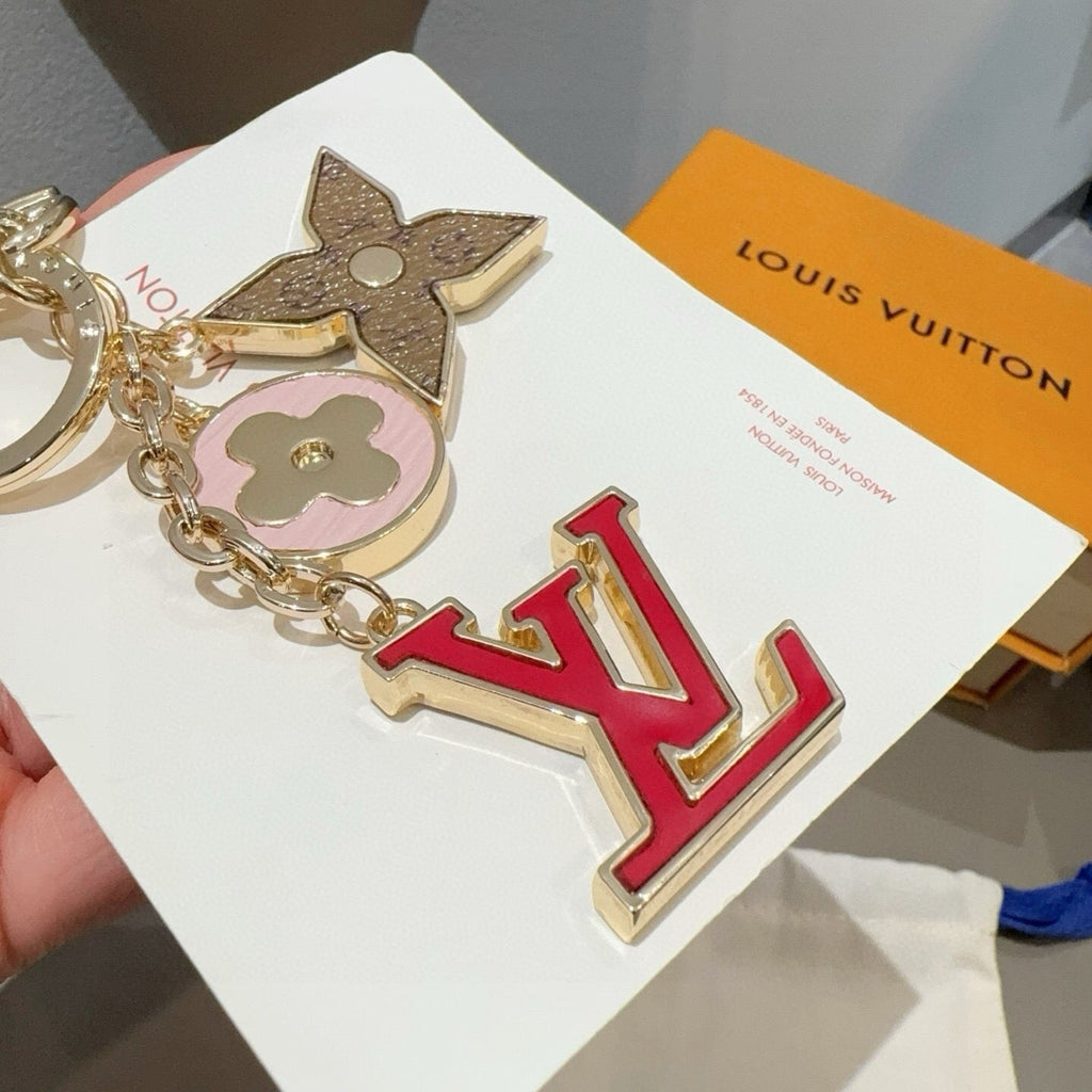 LOUIS VUITTON Canvas Flower Bag Charm Keychain
