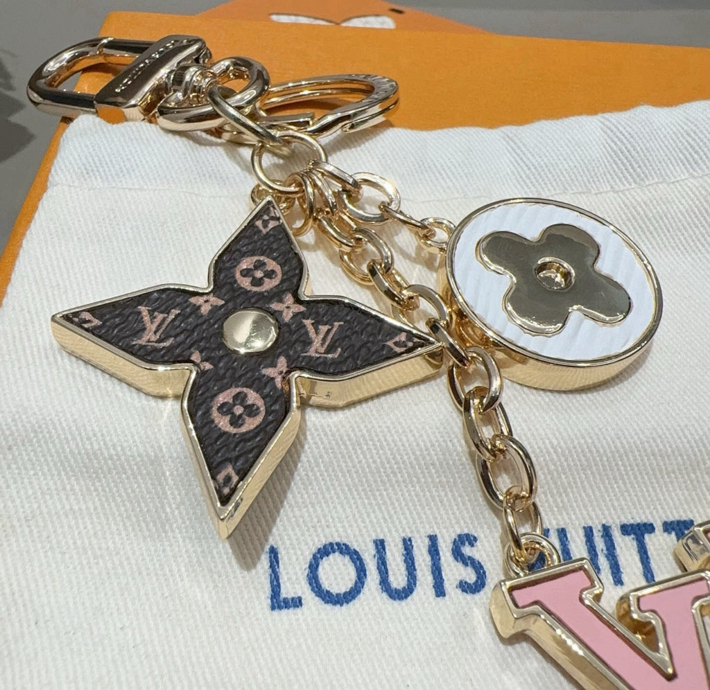 LOUIS VUITTON Canvas Flower Bag Charm Keychain