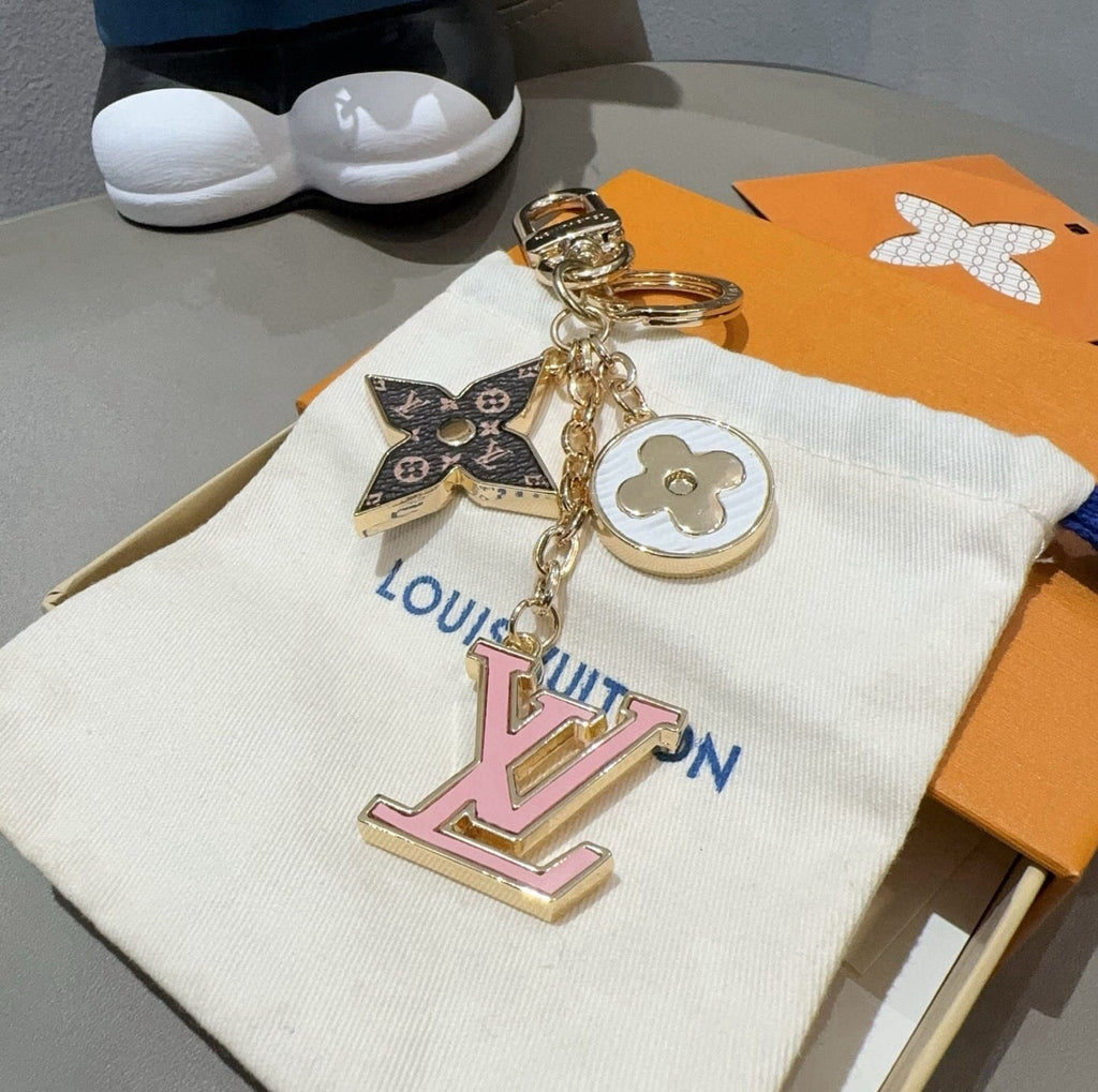 LOUIS VUITTON Canvas Flower Bag Charm Keychain