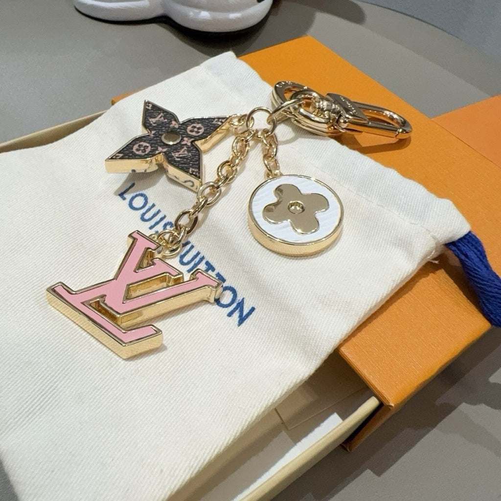 LOUIS VUITTON Canvas Flower Bag Charm Keychain