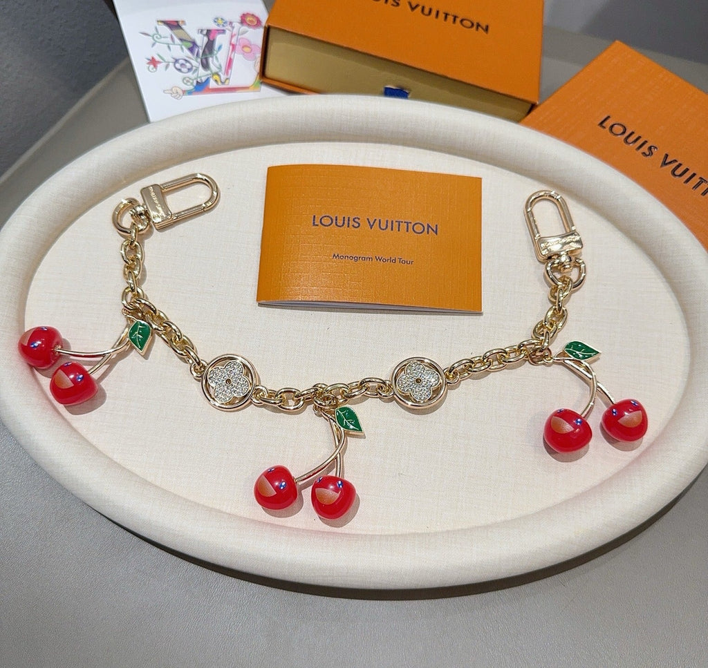 LOUIS VUITTON Canvas Cherry Blossom Bag Charm Keychain