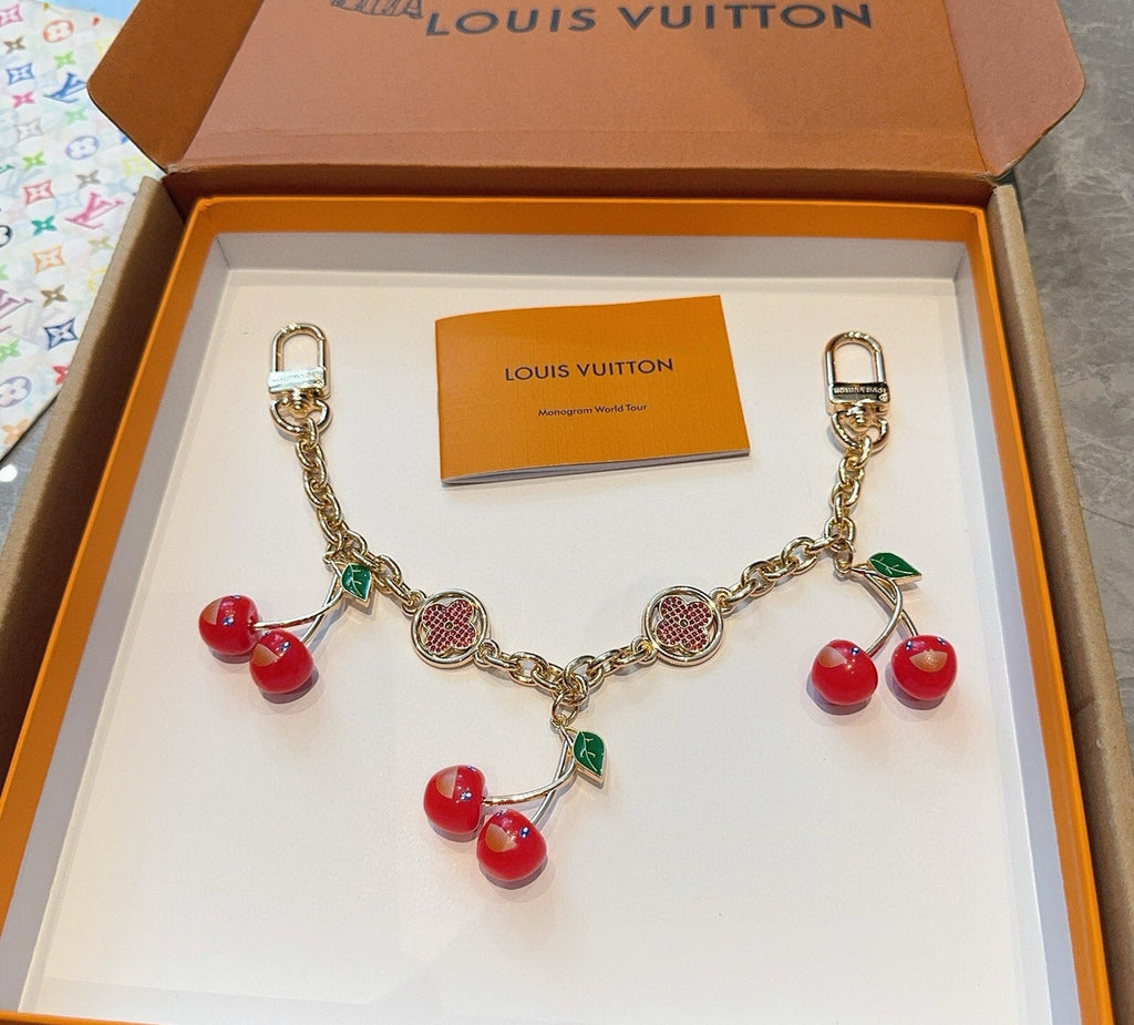 LOUIS VUITTON Canvas Cherry Blossom Bag Charm Keychain