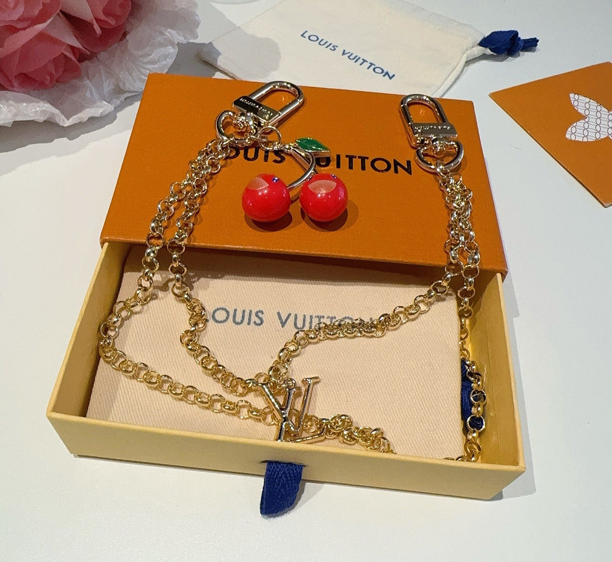 LOUIS VUITTON Logo Bag Charm Keychain