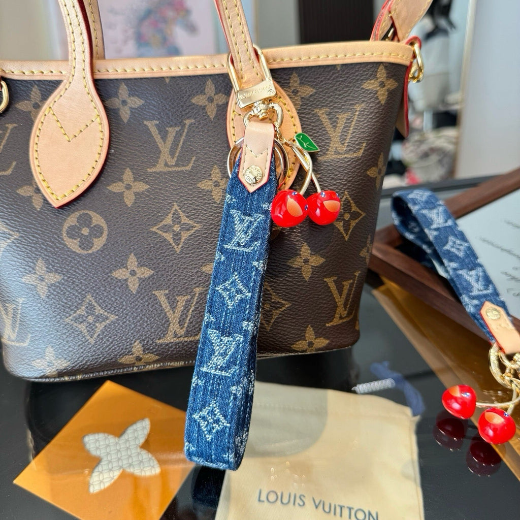 LOUIS VUITTON Canvas Denim Bag Charm Keychain