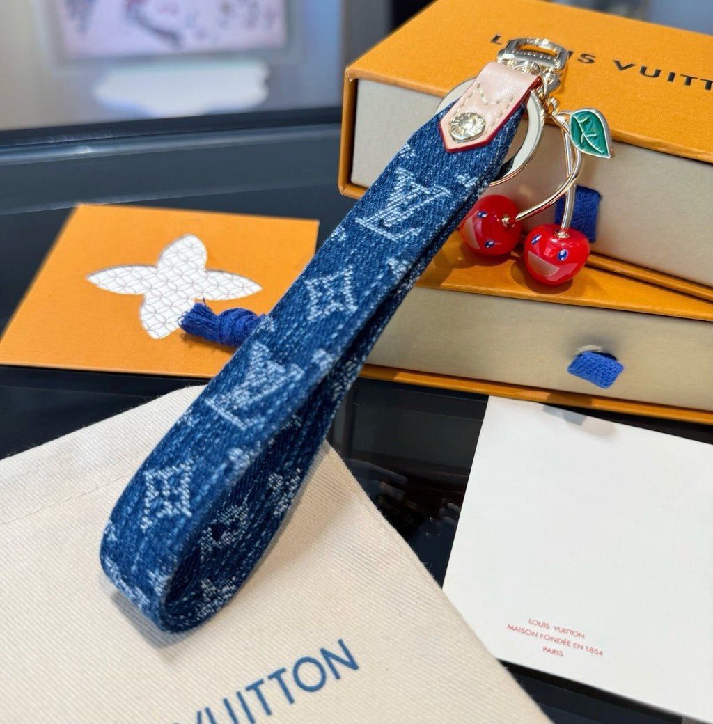 LOUIS VUITTON Canvas Denim Bag Charm Keychain