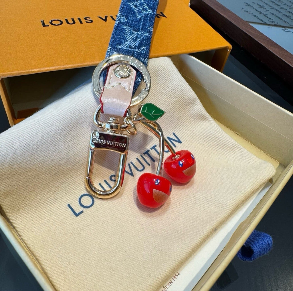 LOUIS VUITTON Canvas Denim Bag Charm Keychain
