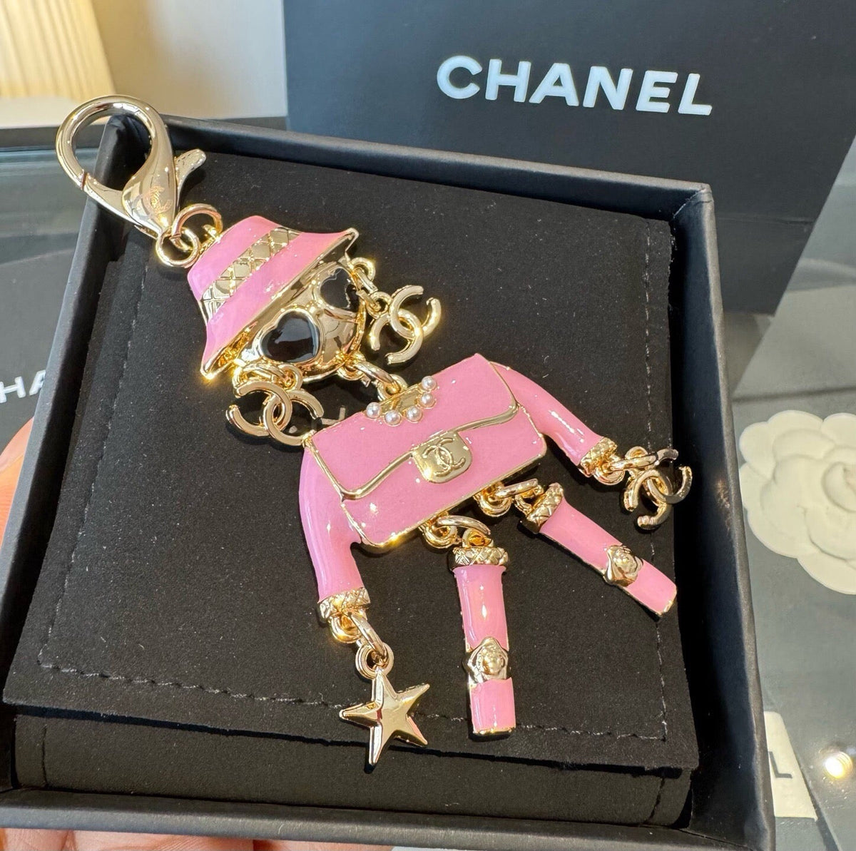 CHANEL Metal Bag Charm Keychain