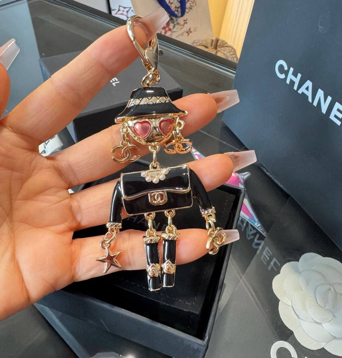 CHANEL Metal Bag Charm Keychain