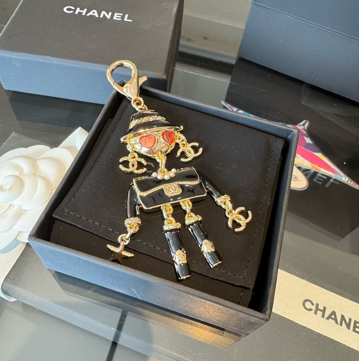 CHANEL Metal Bag Charm Keychain