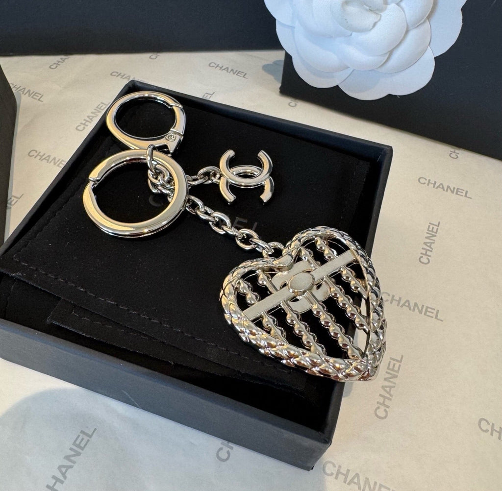 CHANEL Heart Bag Charm Keychain