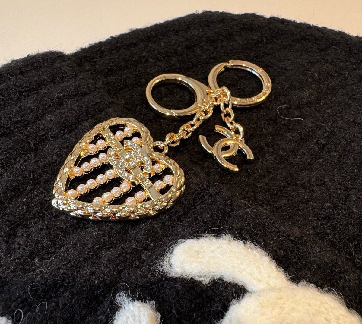 CHANEL Heart Bag Charm Keychain
