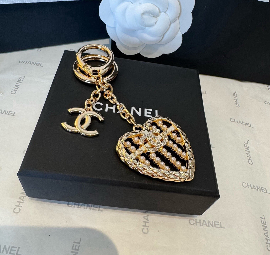 CHANEL Heart Bag Charm Keychain