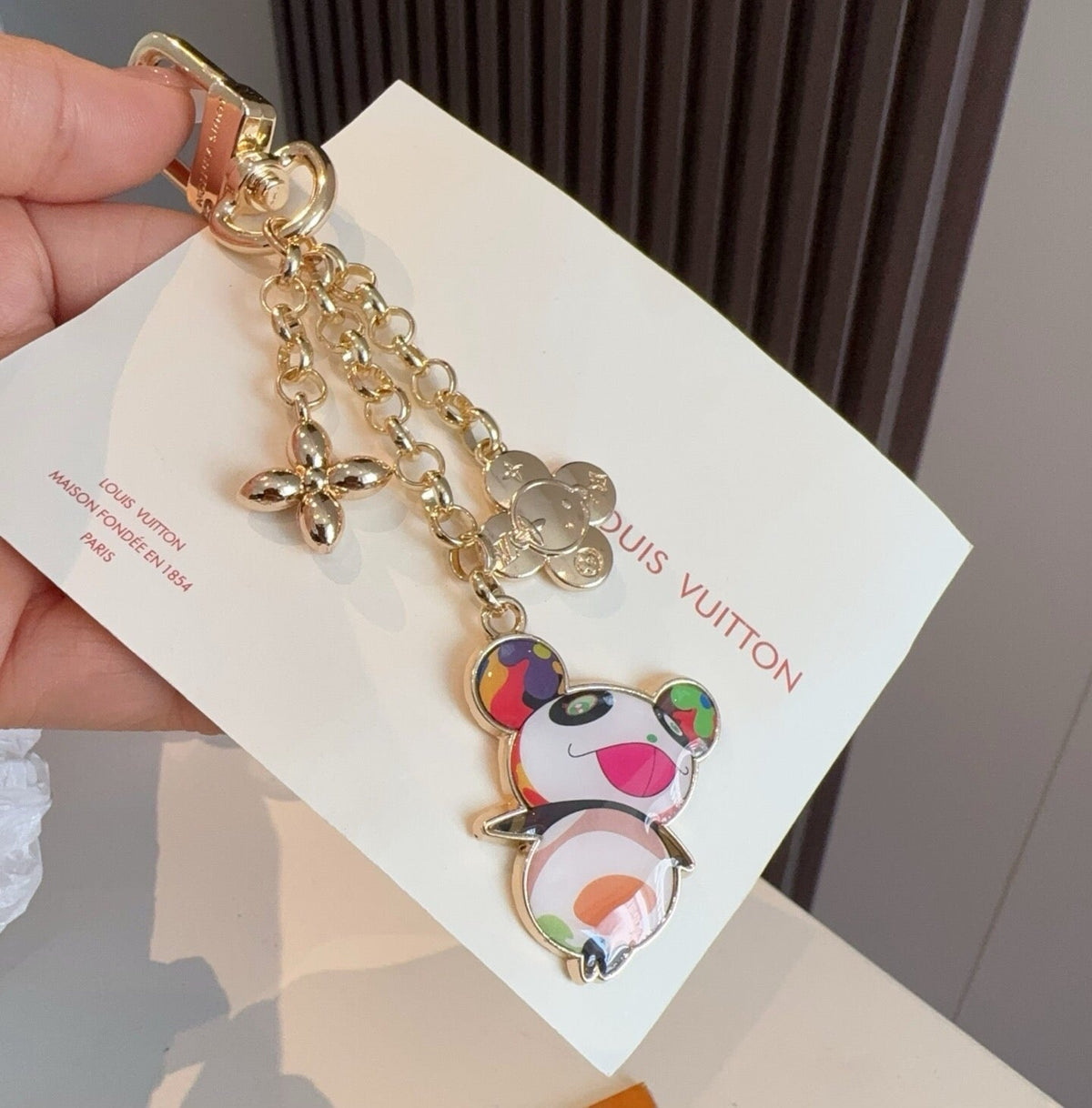 LOUIS VUITTON Brass Panda Bag Charm Keychain